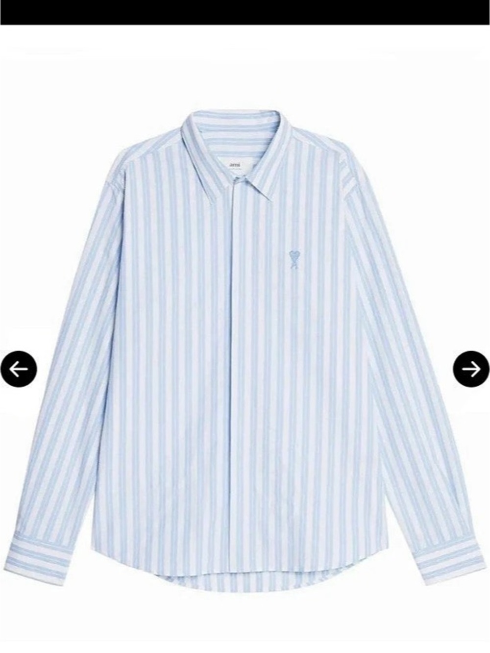 ami Striped Cotton Shirt in Blue & White Size Small